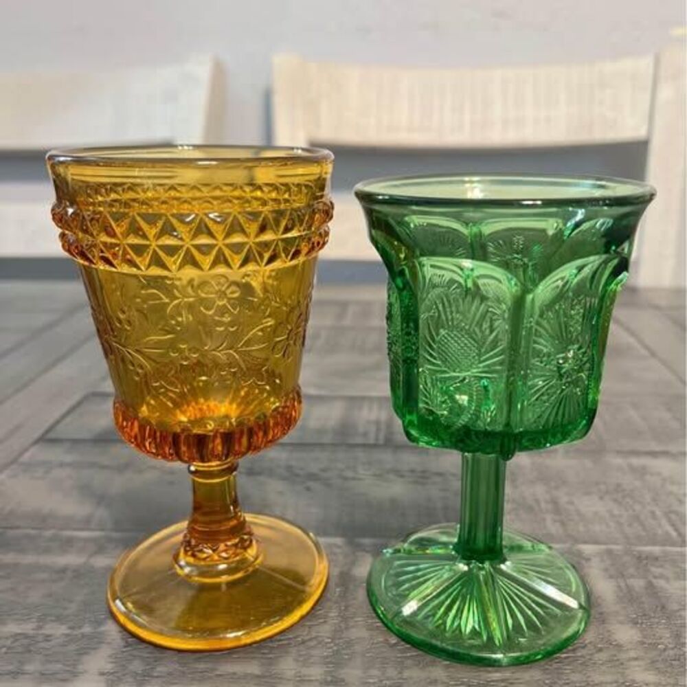 Floral Pattern Water Goblets